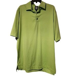 FootJoy Golf‎ Polo Large Green Stripe Shirt Short Sleeve Performance Collar FJ